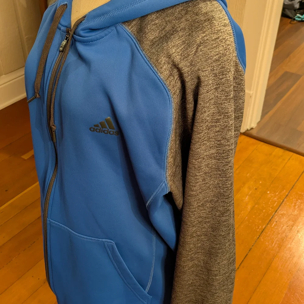 adidas Royal Blue and Charcoal Zip-Up Hoodie - Picture 3 of 6